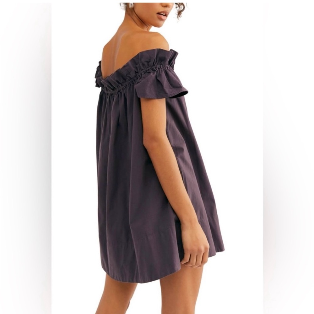 Free People Off-Shoulder Backless Mini Dress in Plum